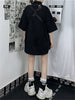 Bf Style Techwear Gothic Goth Blouses Women Vintage Shirt Hip Hop Black Shirts Casual Short Sleeve Streetwear Egirl Clothes Emo