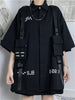 Bf Style Techwear Gothic Goth Blouses Women Vintage Shirt Hip Hop Black Shirts Casual Short Sleeve Streetwear Egirl Clothes Emo