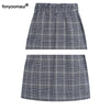 Big Size 2 Pieces Set Elegant Office Lady Plaid Jacket Blazer Women Female Suit Casual Tops+Mini Skirts Two Piece Set 5XL Autumn