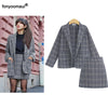 Big Size 2 Pieces Set Elegant Office Lady Plaid Jacket Blazer Women Female Suit Casual Tops+Mini Skirts Two Piece Set 5XL Autumn