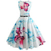Big Swing Ball Gown Vintage Dress Women Dress Jurken Sleeveless Floral Print Flamingos Audrey Hepburn Dress Vestidos