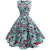 Big Swing Ball Gown Vintage Dress Women Dress Jurken Sleeveless Floral Print Flamingos Audrey Hepburn Dress Vestidos