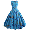 Big Swing Ball Gown Vintage Dress Women Dress Jurken Sleeveless Floral Print Flamingos Audrey Hepburn Dress Vestidos