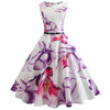 Big Swing Ball Gown Vintage Dress Women Dress Jurken Sleeveless Floral Print Flamingos Audrey Hepburn Dress Vestidos