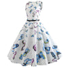 Big Swing Ball Gown Vintage Dress Women Dress Jurken Sleeveless Floral Print Flamingos Audrey Hepburn Dress Vestidos