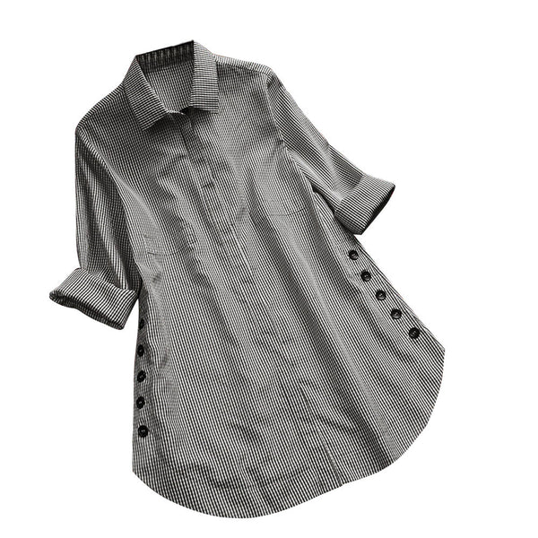 Biquini women blouse and tops Women's Long Sleeve Lattice Button Casual Tops Shirt Loose Plus Size 3XL 4XL 5XL