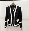 Black And White Double-Breasted Long-Sleeved Jacket Summer Autumn Spring Sexy Evening Party Bodycon  Womens Clothing
