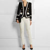 Black And White Double-Breasted Long-Sleeved Jacket Summer Autumn Spring Sexy Evening Party Bodycon  Womens Clothing