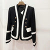 Black And White Double-Breasted Long-Sleeved Jacket Summer Autumn Spring Sexy Evening Party Bodycon  Womens Clothing