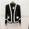 Black And White Double-Breasted Long-Sleeved Jacket Summer Autumn Spring Sexy Evening Party Bodycon  Womens Clothing