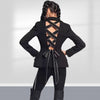 Black Backless Casual Blazer For Women Long Sleeve Chic And Elegant Woman Coat Fall Sexy Solid Rhinestones Bandage Blazer Outfit