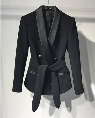 Black Blazer Wear to Work Office Lady Tops Clothing Women Double Breasted Button Design Blasers 2022 Spring Coat Chaquetas