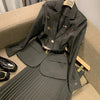 Black Blazer With Belt + Midi Pleated Skirt Women 2 Piece Set Autumn Office Vintage Lady Long Sleeve Suit Jacket Chic Skirt Suit