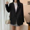 Black Blazers Women Suits PopularBaggy Street Chic Leisure Top Solid Single Breasted Business All Match Gentle Modern
