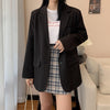 Black Blazers Women Suits PopularBaggy Street Chic Leisure Top Solid Single Breasted Business All Match Gentle Modern