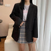 Black Blazers Women Suits PopularBaggy Street Chic Leisure Top Solid Single Breasted Business All Match Gentle Modern