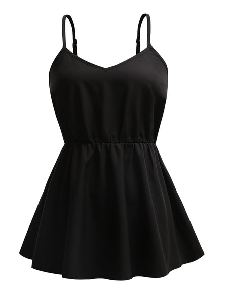 Black Camisoles Women's Sleeveless Peplum Oversized Tops 2023 Summer Plus Size 4XL Sexy Backless Casual Cotton T Shirts