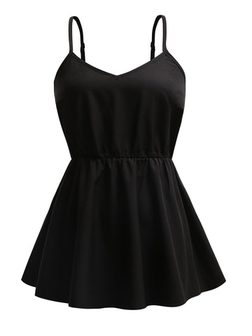 Black Camisoles Women's Sleeveless Peplum Oversized Tops 2023 Summer Plus Size 4XL Sexy Backless Casual Cotton T Shirts