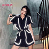 Black Casual Reflective Romper Playsuit Jumpsuit Shorts Summer Loose One-Piece Suit Blazer Women Playsuits Belts Combinaison