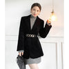 Black Corduroy Blazers Suit Jacket for Women Elegant 2022 Winter Solid Office Ladies Coat Female Outerwear Chic Tops