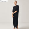 Black Cotton Long Dresses Ladies Plus Size Women Xxxl 4xl 5xl 6xl 7xl O-neck Short Sleeve Befree Maxi Casual Dress Cotton Tops