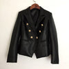 Black Double Breasted Blazers New Autumn Fashion Long Sleeve Notched Collar Faux Leather Suits Jacket Women Blazer Feminino