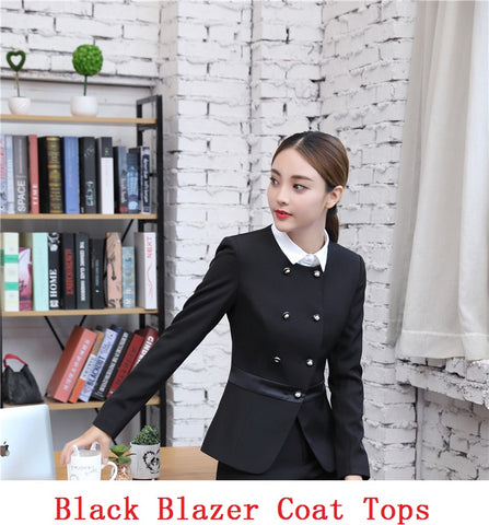 Black Elegant Slim Formal  Blazers & Jackets Coat For Women Ladies Professional Office Tops Outwear Plus Size Fall Winter