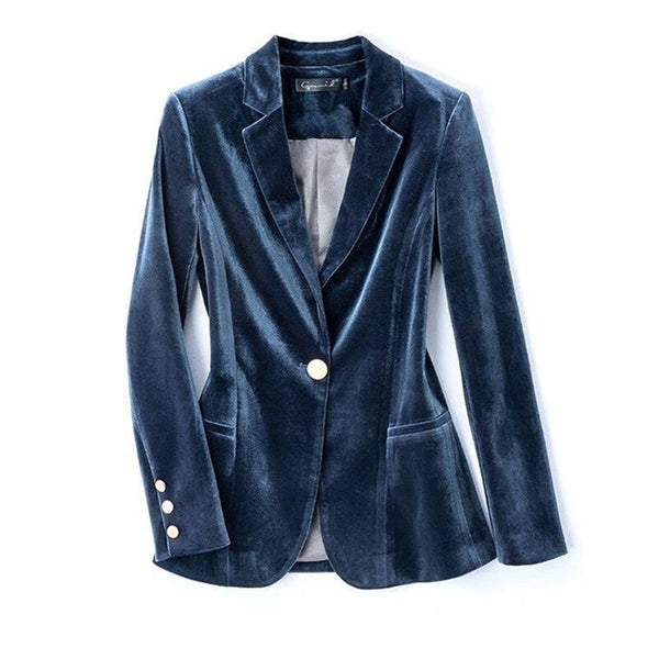 Black Gold velvet Suit Jacket Women 2022 Spring Autumn Female Elegant Temperament Slim Outwear Plus size Lady Blazer Coats