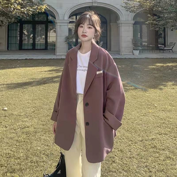 Black High Sense Suit 2023 Spring and Autumn Korean Loose Casual Suit Women's Top Grey Women's Suit Blazer Women