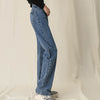 Black High Waist Zipper Wide Leg Jeans Woman's Simple Plus Size Straight Trousers Women Harajuku Solid Jeans Woman 2022