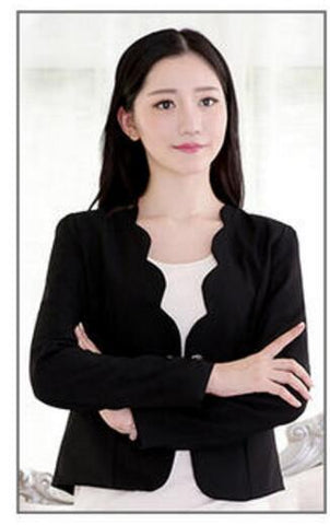 Black Jackets Blazers Coats Hot Women Fashion Long Sleeve Slim Yellow Purple Blue Cute One Button Ruffled Short Small Blazers