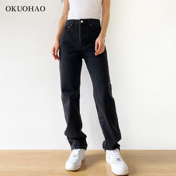Black Jeans Woman High Waist 2022 Streetwear Baggy Mom Jeans Vintage Denim Trousers Female Washed Casual Y2k Pants