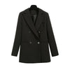 Black Oversized Casual Women Blazers 2023 Autumn Formal Slim Office Lady Work Suit Pocket Jackets Female Notched Blazer Coat