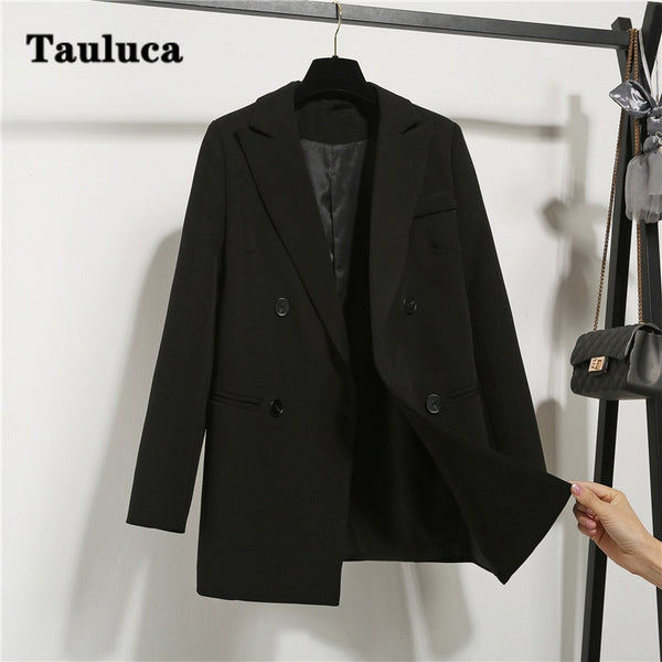 Black Oversized Casual Women Blazers 2023 Autumn Formal Slim Office Lady Work Suit Pocket Jackets Female Notched Blazer Coat