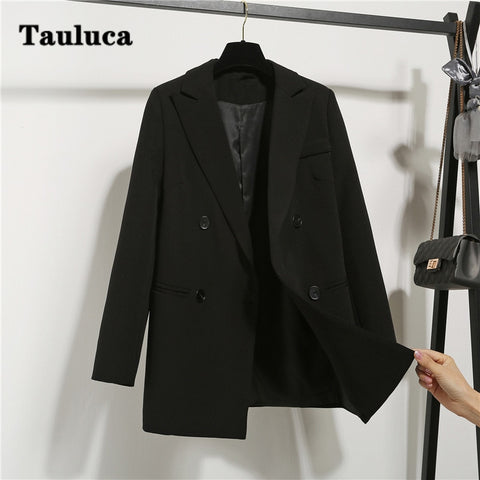 Black Oversized Casual Women Blazers 2023 Autumn Formal Slim Office Lady Work Suit Pocket Jackets Female Notched Blazer Coat