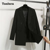 Black Oversized Casual Women Blazers 2023 Autumn Formal Slim Office Lady Work Suit Pocket Jackets Female Notched Blazer Coat