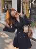 Black Orange Blazer Suit Dress Women 2023 Spring/autumn Double Breasted French Long-sleeved Blazers Pleated Skirt Office Lady
