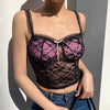 Black Pink Lace Goth Aesthetic Crop Tops Women Pink V Neck Bow Cute Kawaii Clothes Dark Academia Vintage E Girl Camisole