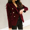 Black Red Long Double Breasted Velvet Blazer Women Blazers Jackets Casual Plus Size Jacket Floral Large Size Outwear