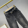 Black Rhinestone Jeans for Women Baggy Pants 2022 Autumn Winter High Waist Loose Slimming Harem Denim Trousers
