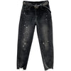Black Rhinestone Jeans for Women Baggy Pants 2022 Autumn Winter High Waist Loose Slimming Harem Denim Trousers