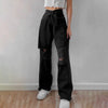 Black Ripped Jeans Women High Waist Loose Straight-leg Pants Retro Street Clothing Long Autumn  Cargo Pants Women
