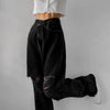 Black Ripped Jeans Women High Waist Loose Straight-leg Pants Retro Street Clothing Long Autumn  Cargo Pants Women