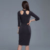 Black Sexy one piece korean ladies half SLeeve V neck Midi Bodycon party Dresss for women clothing