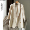 Black Suit Women's Spring, Autumn and Winter Korean Style Loose Sleeves Simple Commuter Double-breasted Suit Trendy Coats