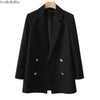 Black Suit Women's Spring, Autumn and Winter Korean Style Loose Sleeves Simple Commuter Double-breasted Suit Trendy Coats