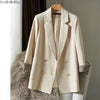 Black Suit Women's Spring, Autumn and Winter Korean Style Loose Sleeves Simple Commuter Double-breasted Suit Trendy Coats