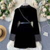 Black Velvet Blazer Jacket Women Shoulder Bag Decoration Diamonds Suit Jacket Autumn Winter Womens Formal Blazers Coat