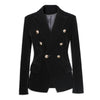Black Velvet Blazer Women Slim Double Breasted Button Pockets Long Sleeve Ladies Suit Coat Jacket Style Fashion Blazers