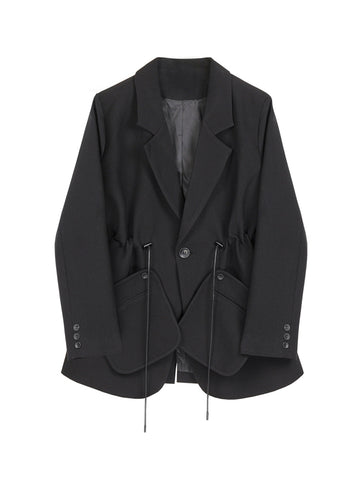 Black Vintage Casual Blazer Coats For Women Korean Loose Long Sleeve Jackets Ladies Lace up Suit Y2K Autumn Winter 2023